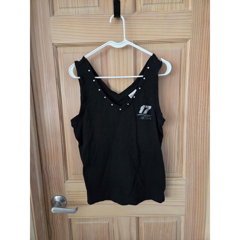 Retro Matt Kenseth Nascar Women's Black V Neck Tank Top Studded XL